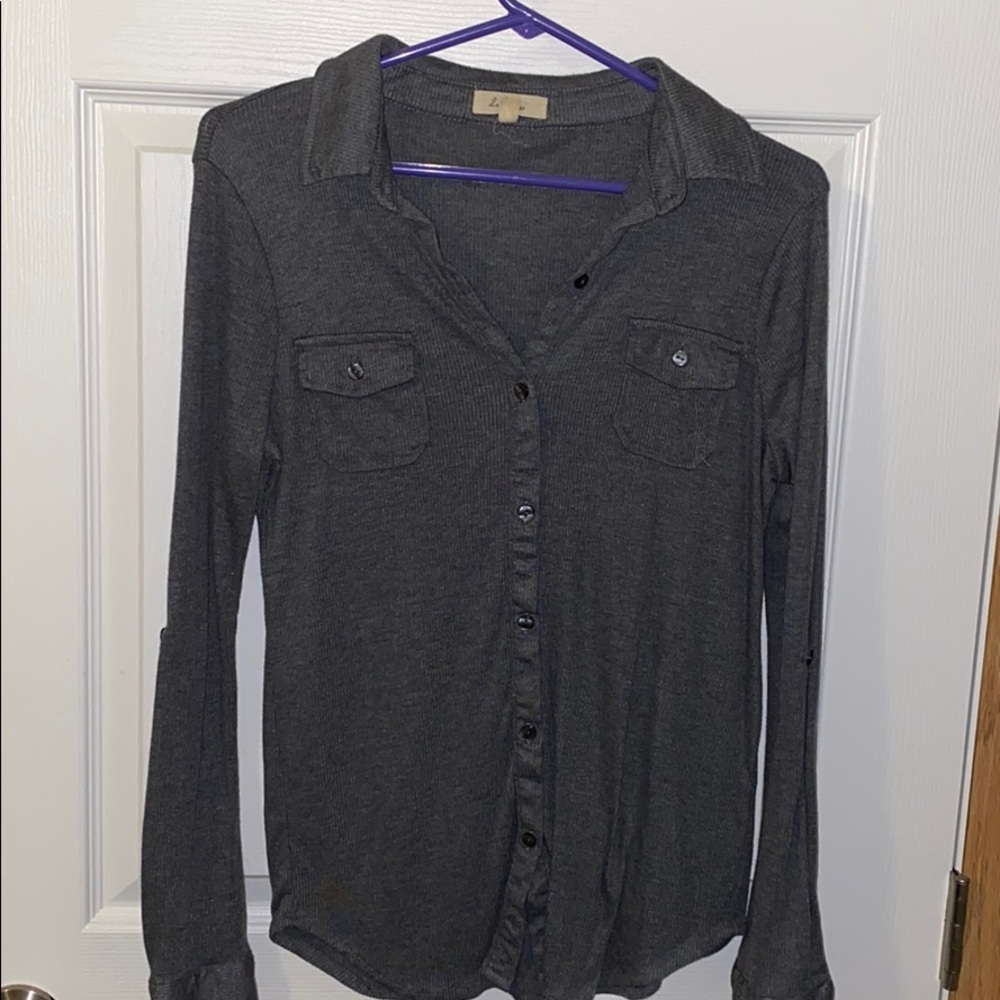 Gray button down
